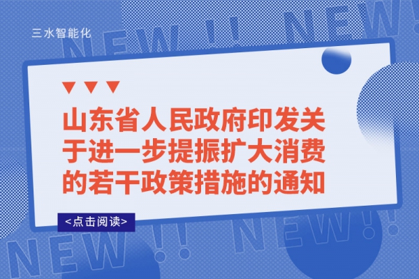 山東省人民政府印發(fā)關(guān)于進(jìn)一步提振擴(kuò)大消費的若干政策措施的通知